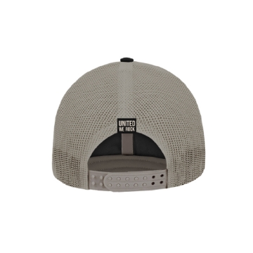 Black and gray trucker hat with circular Cougar and roses patch labeled “Rocklahoma 2025 – United We Rock.”