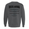 Back of the crewneck with the full Rocklahoma 2025 music lineup printed in black text beneath a large arched “Rocklahoma” header.