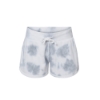 White and gray tie-dye fleece shorts with drawstring waist and a clean front, casual and soft-fit design.White and gray tie-dye fleece shorts with drawstring waist and a clean front, casual and soft-fit design.
