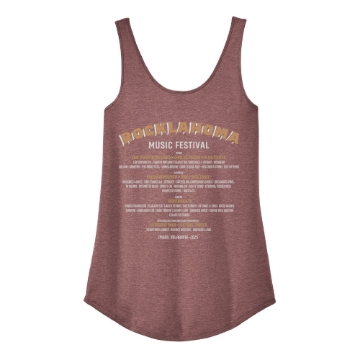 Sleeveless maroon festival tank top with Rocklahoma 2025 eagle design and “Life, Liberty & the Pursuit of Rock” text