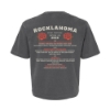 Back view of Cougar & Roses Crop showing Rocklahoma 2025 band lineup with red rose accents.