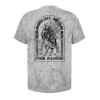 Back of tee showing large detailed Reaper artwork framed by fire, columns, and bold "Rocklahoma 2025 United We Rock" text.