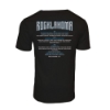 Rocklahoma 2025 Burnout Tee back view with artist lineup text in blue and white